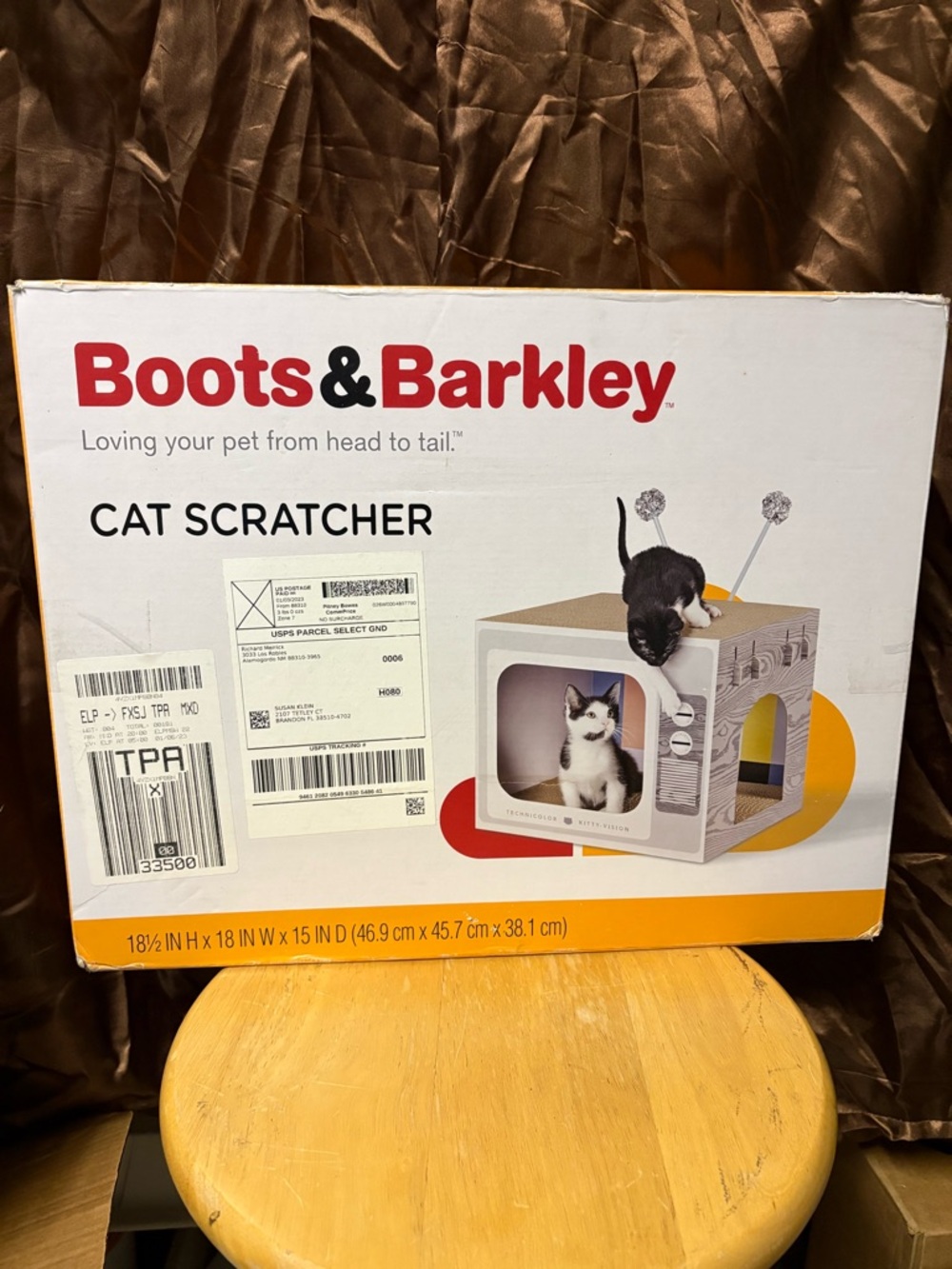 Boots & Barkley Brown and White TV-Style Cat Scratcher